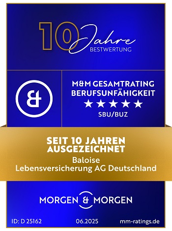 Siegel Morgen & Morgen - seit 10 Jahren 5 Sterne für Baloise BU